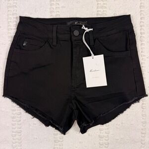 KanCan Black High Rise Raw Hem Denim Jean Shorts KC6033BK Size 7/27 NEW